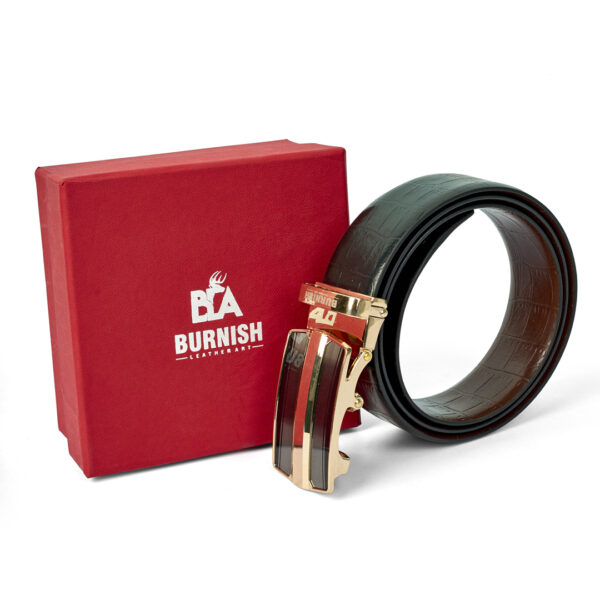 Premium Reversible Croco Design Belt for Men with Automatic Golden Buckle