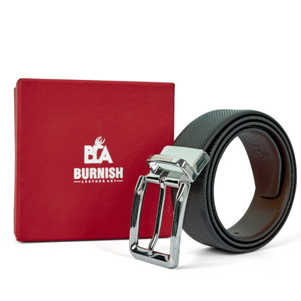 Premium Reversible Rondo Design Belt for Men with Silver-Finished Buckle