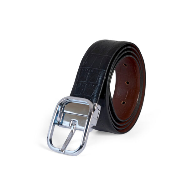 Premium Reversible Croco Design Belt for Men with Oval Silver Buckle