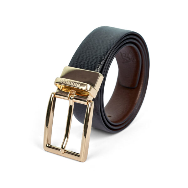 Premium Reversible Vibration Design Belt for Men with Golden Buckle