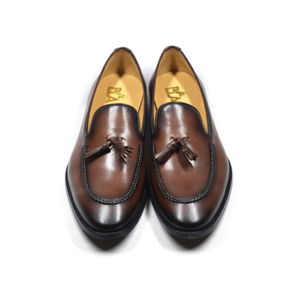Premium brown leather tassel loafer for men
