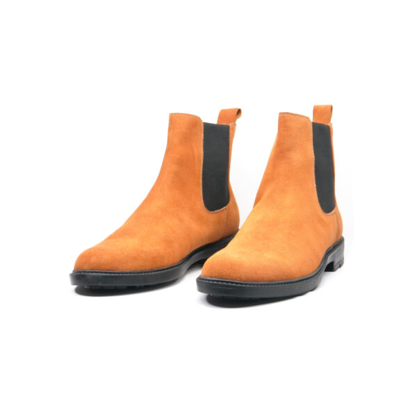 Premium tan-colored suede Chelsea boots for men