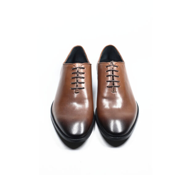 Sleek brown leather wholecut Oxfords for men