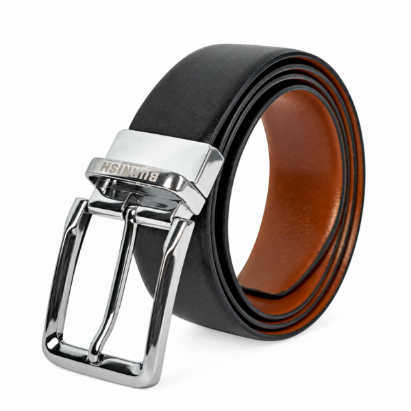 Premium Reversible Alaska Design Belt for Men with Silver-Finished Buckle