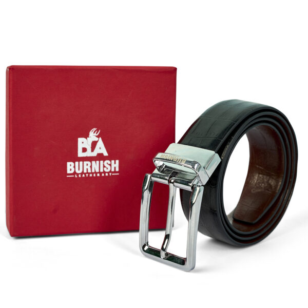 Premium Reversible Croco Design Belt for Men with Silver Finished Buckle