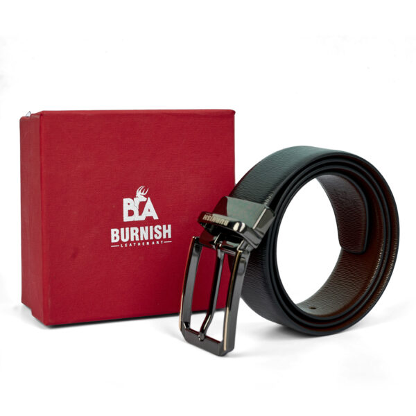 Premium Reversible Vibration Design Belt for Men with Gunmetal Grey Buckle