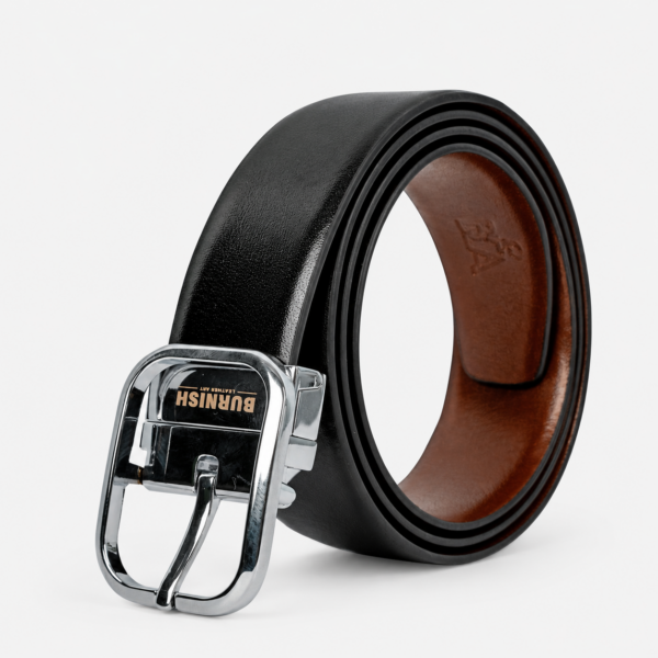Premium Reversible Alaska Design Belt for Men with Oval Silver Buckle